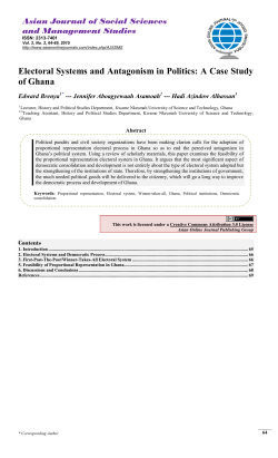 Electoral Systems and Antagonism in Politics: A Case Study of Ghana