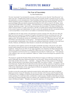 The Year of Uncertainty - Public Interest Institute