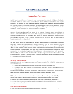 Savant Skill Fact Sheet - Wisconsin Medical Society