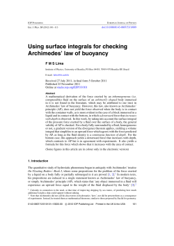 Using surface integrals for checking Archimedes` law of buoyancy