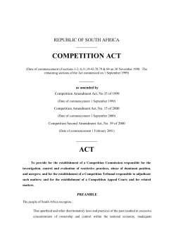 As Amended by the Competition 2nd Amendment Act