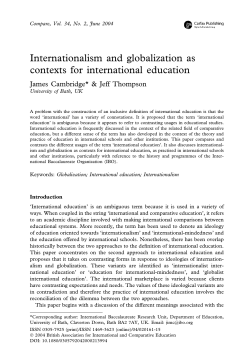 Internationalism and globalization as contexts for international