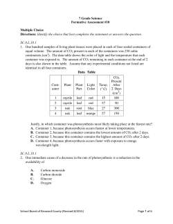 7 Grade Science Formative Assessment #10 Multiple Choice