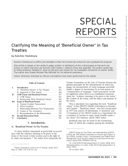 Clarifying the Meaning of `Beneficial Owner` in Tax Treaties