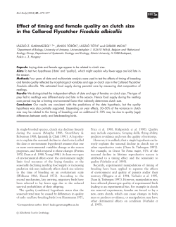 Effect of timing and female quality on clutch size in the Collared