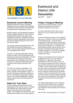 Newsletter July 2014 - Eastwood and District U3A
