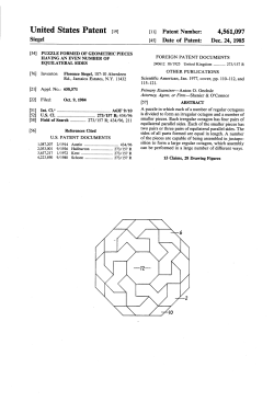 Puzzle formed of geometric pieces having an even number of