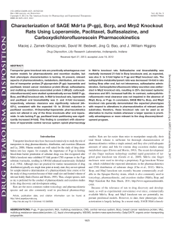 Characterization of SAGE Mdr1a (P-gp), Bcrp, and Mrp2 Knockout