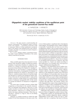 Oligopolistic market: stability conditions of the equilibrium point of