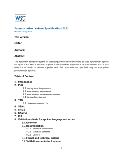 Pronunciation Lexicon Specification