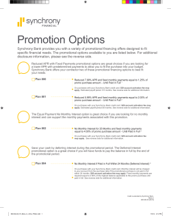 Promotion Options - synchrony toolbox training