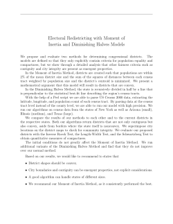 Electoral Redistricting with Moment of Inertia and