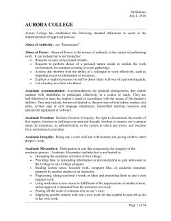 Aurora College has established the following standard definitions to