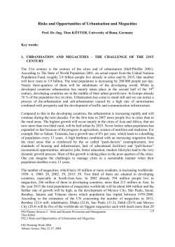 Risks and Opportunities of Urbanisation and Megacities