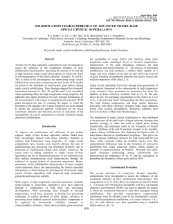Solidification Characteristics of Advanced Nickel-Base Single