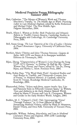 Medieval Feminist Forum Bibliography Summer 2005