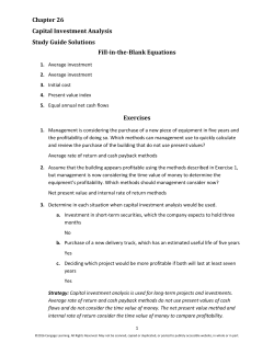 Chapter 26 Capital Investment Analysis Study Guide