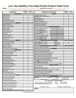 Ideal Protein Product Order Form