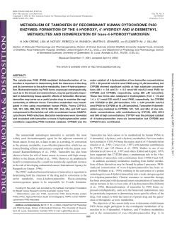 metabolism of tamoxifen by recombinant human cytochrome p450