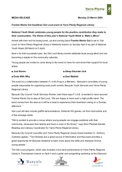 Media release - Yarra Plenty Regional Library