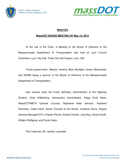 MINUTES MassDOT BOARD MEETING OF May 14, 2014 At the call