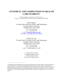 ANTITRUST AND COMPETITION IN HEALTH CARE MARKETS