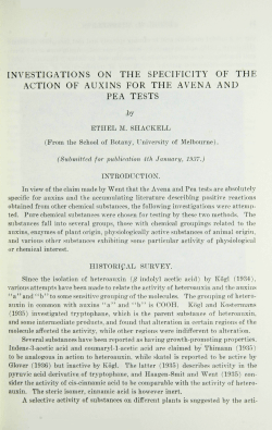 investigations on the specieicity of the action of auxins for