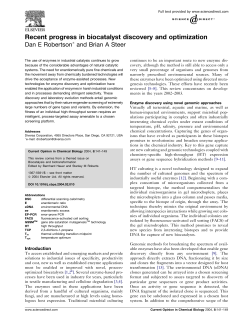 Recent progress in biocatalyst discovery and optimization