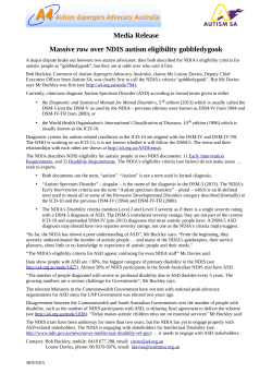 media release  - Autism Aspergers Advocacy Australia