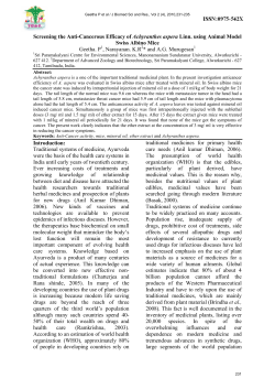 Screening the Anti-Cancerous Efficacy of Achyranthes aspera Linn