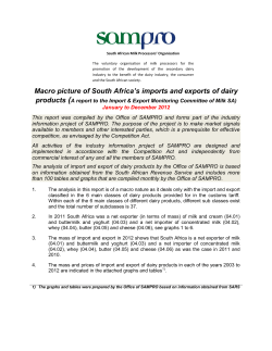 Macro picture of South Africa`s imports and exports of dairy