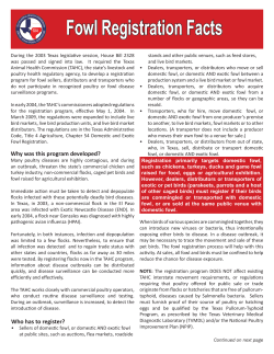 Fowl Registration Facts - Texas Animal Health Commission