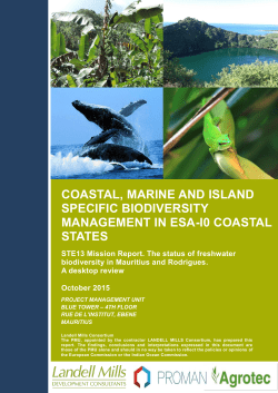 COASTAL, MARINE AND ISLAND SPECIFIC BIODIVERSITY