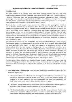 How to Bring up Children &ndash; Biblical Discipline &ndash; Proverbs 6:20-35