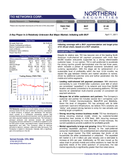 TIO Networks Corp. - TIO Networks Investor Relations