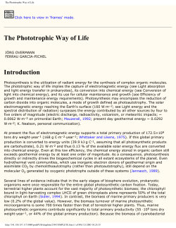 The Phototrophic Way of Life