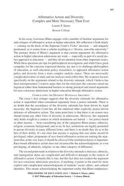 Affirmative Action and Diversity: Complex and More Necessary Than