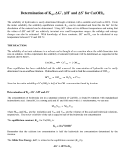 Determination of Ksp dG, dH, dS Ca(OH)2 Lab