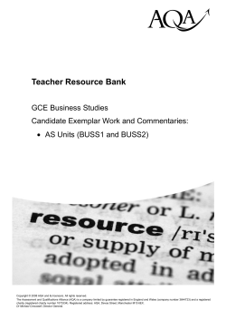 A-level Business Studies Candidate exemplar Unit 01 and