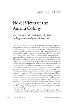 Novel Views of the Aurora Colony: The Literary Interpretations of