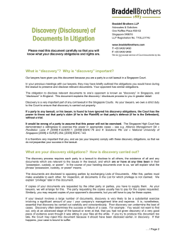 Discovery (Disclosure) of Documents In Litigation