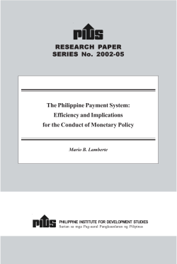 The Philippine Payment System: Efficiency and Implications for the