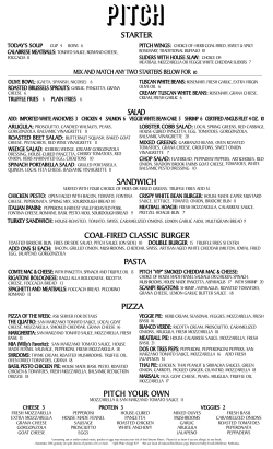 COAL-FIRED CLASSIC BURGER SAnDwICh pIzzA StARtER pAStA