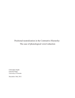 Positional neutralization in the Contrastive Hierarchy: The case of