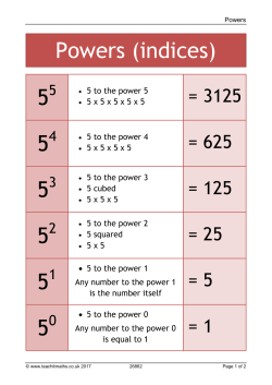 Powers (indices) 5 5 5 5 5 5