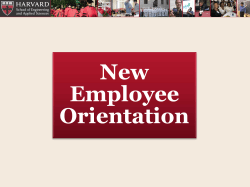 New Employee Orientation - Harvard SEAS