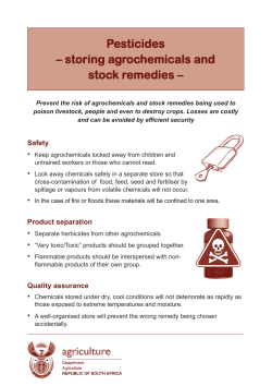 Pesticides &ndash; storing agrochemicals and stock remedies &ndash;