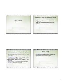 Price Controls Government Intervention in the Market Price Ceilings