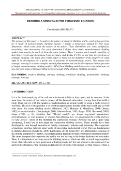 DEFINING A SPECTRUM FOR STRATEGIC THINKING Constantin