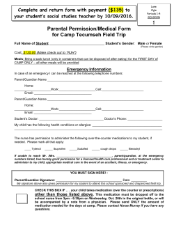 HSE Parental Permission for Camp Tecumseh
